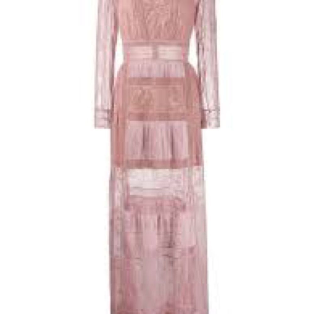 Self Portrait Blush Fine Lace Trim Maxi Dress - Picture 3 of 11